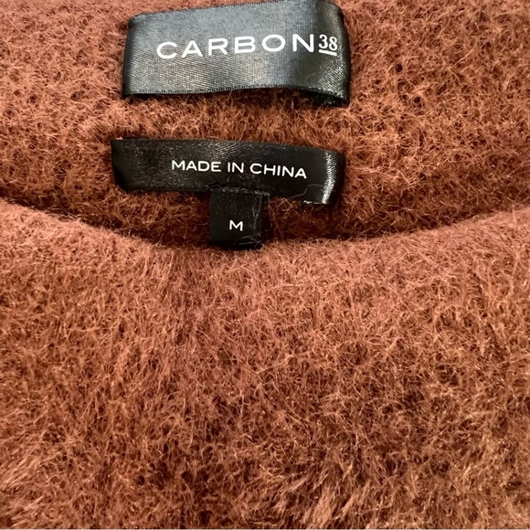 Carbon 38 Fuzzy Matching Crop Top and Pants Set M Brown - Picture 10 of 16